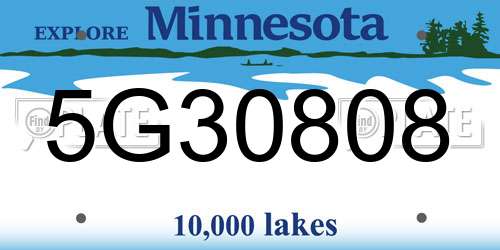 5G30808 Minnesota License Plate