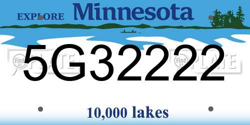 5G32222 Minnesota License Plate
