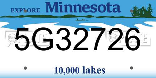 5G32726 Minnesota License Plate