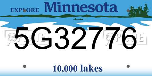 5G32776 Minnesota License Plate
