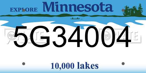 5G34004 Minnesota License Plate