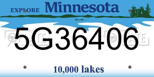 5G36406 Minnesota License Plate