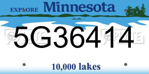 5G36414 Minnesota License Plate