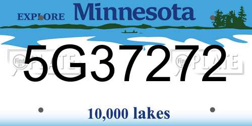 5G37272 Minnesota License Plate