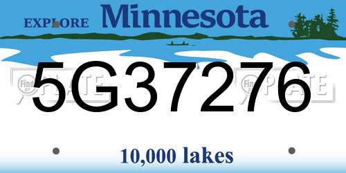 5G37276 Minnesota License Plate