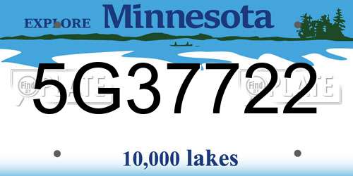 5G37722 Minnesota License Plate