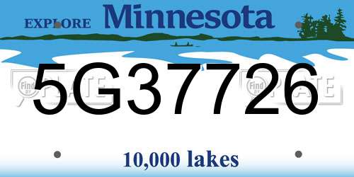 5G37726 Minnesota License Plate