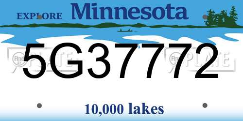 5G37772 Minnesota License Plate