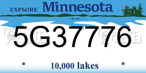 5G37776 Minnesota License Plate