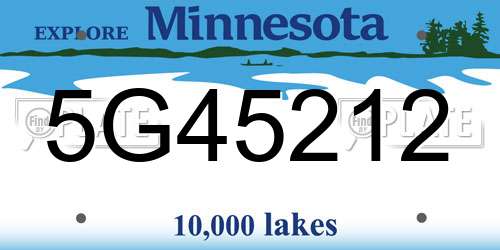 5G45212 Minnesota License Plate