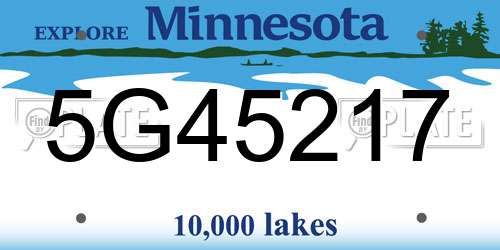 5G45217 Minnesota License Plate