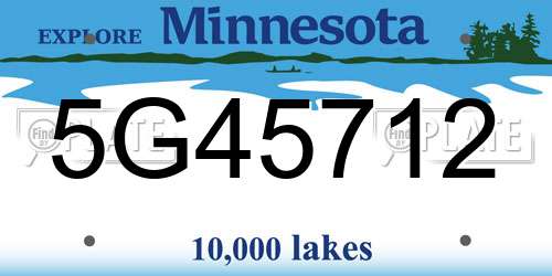 5G45712 Minnesota License Plate