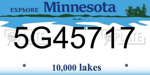 5G45717 Minnesota License Plate