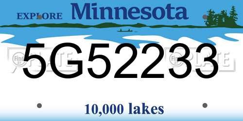 5G52233 Minnesota License Plate