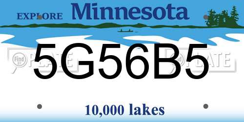 5G56B5 Minnesota License Plate