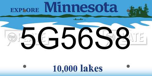 5G56S8 Minnesota License Plate