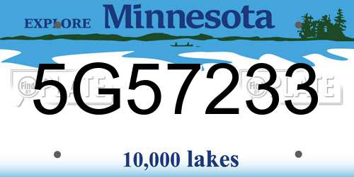 5G57233 Minnesota License Plate