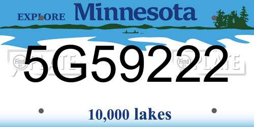 5G59222 Minnesota License Plate