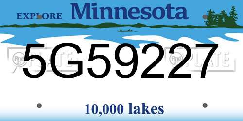 5G59227 Minnesota License Plate