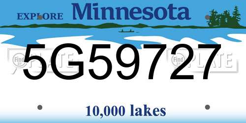5G59727 Minnesota License Plate