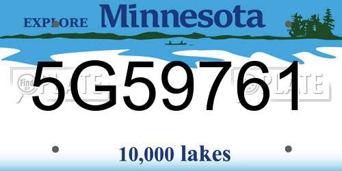 5G59761 Minnesota License Plate
