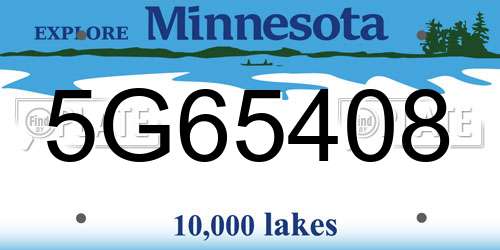 5G65408 Minnesota License Plate
