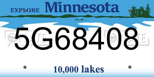 5G68408 Minnesota License Plate