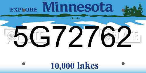 5G72762 Minnesota License Plate