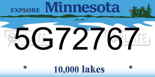5G72767 Minnesota License Plate