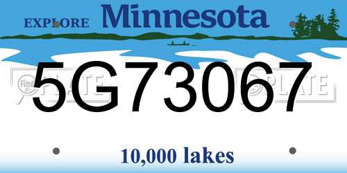 5G73067 Minnesota License Plate