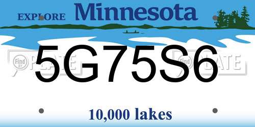 5G75S6 Minnesota License Plate