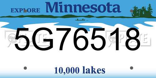 5G76518 Minnesota License Plate