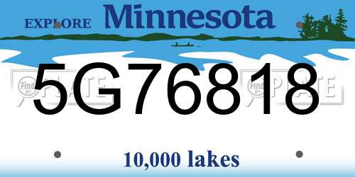 5G76818 Minnesota License Plate
