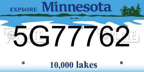 5G77762 Minnesota License Plate