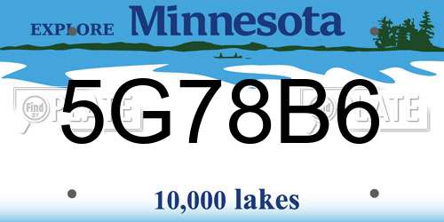 5G78B6 Minnesota License Plate