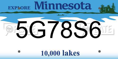 5G78S6 Minnesota License Plate