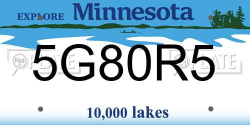 5G80R5 Minnesota License Plate
