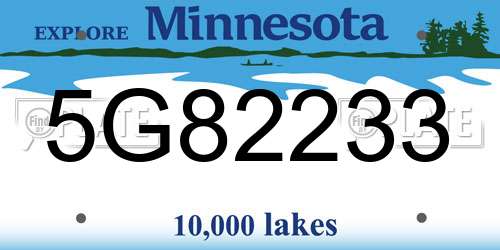 5G82233 Minnesota License Plate