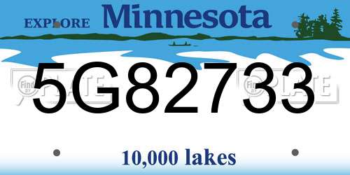 5G82733 Minnesota License Plate