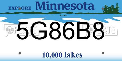 5G86B8 Minnesota License Plate