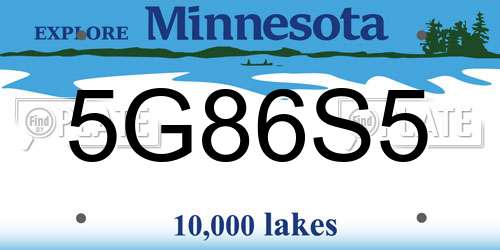 5G86S5 Minnesota License Plate