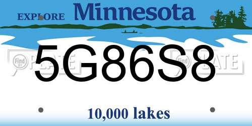 5G86S8 Minnesota License Plate