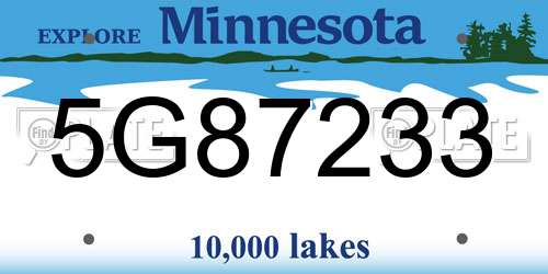 5G87233 Minnesota License Plate