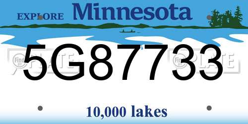 5G87733 Minnesota License Plate
