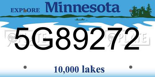 5G89272 Minnesota License Plate