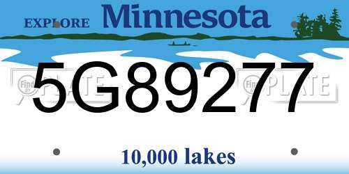 5G89277 Minnesota License Plate
