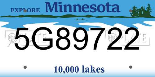 5G89722 Minnesota License Plate
