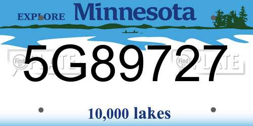 5G89727 Minnesota License Plate