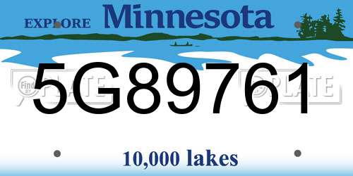 5G89761 Minnesota License Plate