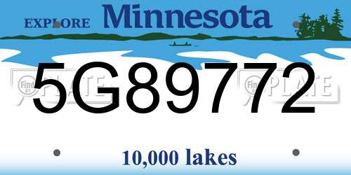 5G89772 Minnesota License Plate